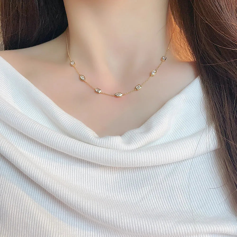 1.29 ctw Marquise-Cut Lab-Grown Diamond Necklace in 18K Yellow Gold