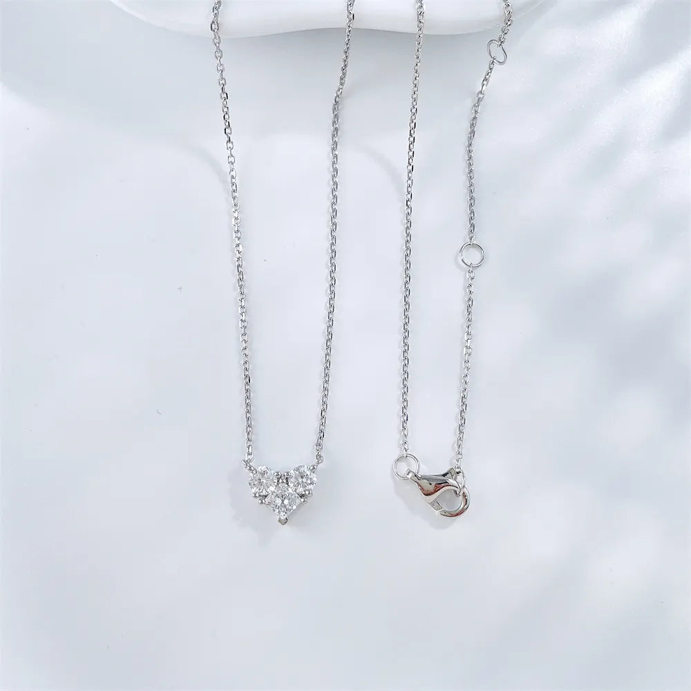 0.49 ctw Heart Adjustable Round-Cut Lab-Grown Diamond Necklace in 18K White Gold