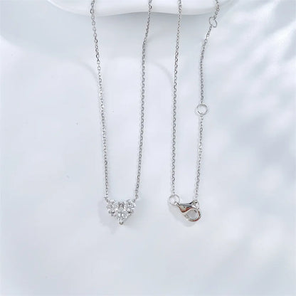 0.49 ctw Heart Adjustable Round-Cut Lab-Grown Diamond Necklace in 18K White Gold