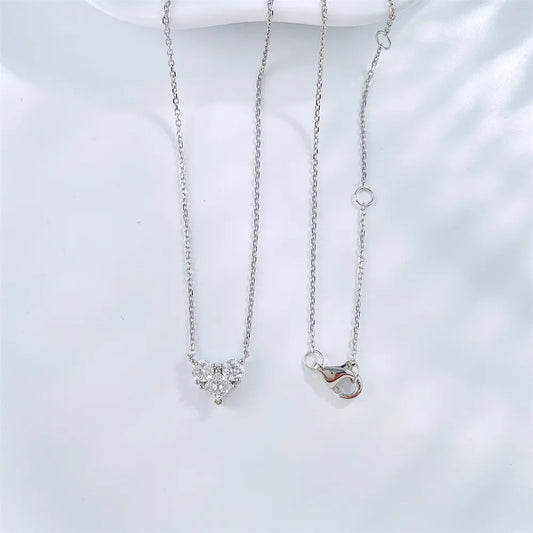 0.49 ctw Heart Adjustable Round-Cut Lab-Grown Diamond Necklace in 18K White Gold