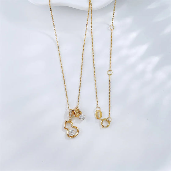 0.24 ctw Celestial Adjustable Round-Cut Lab-Grown Diamond Necklace in 18K Yellow Gold