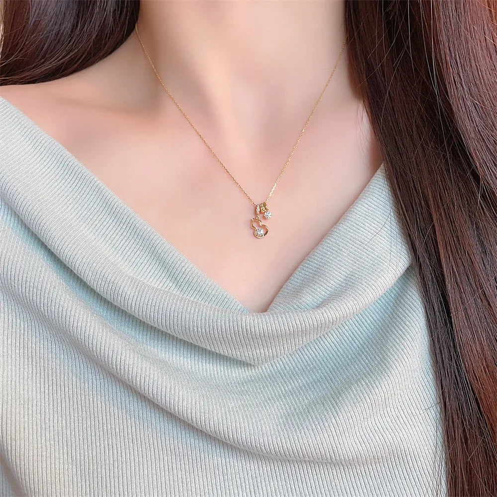 0.24 ctw Celestial Adjustable Round-Cut Lab-Grown Diamond Necklace in 18K Yellow Gold – APYN0197-Y