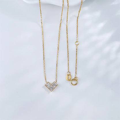 0.57 ctw Heart Three-Stone Princess-Cut Lab-Grown Diamond Necklace in 18K Yellow Gold