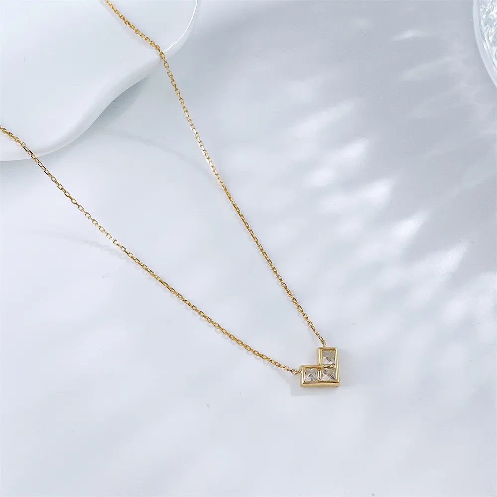 0.57 ctw Heart Three-Stone Princess-Cut Lab-Grown Diamond Necklace in 18K Yellow Gold