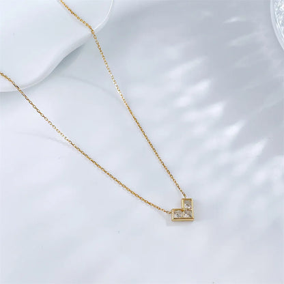 0.57 ctw Heart Three-Stone Princess-Cut Lab-Grown Diamond Necklace in 18K Yellow Gold