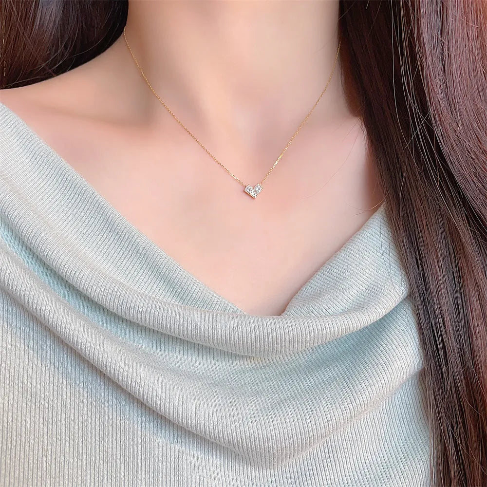 0.57 ctw Heart Three-Stone Princess-Cut Lab-Grown Diamond Necklace in 18K Yellow Gold