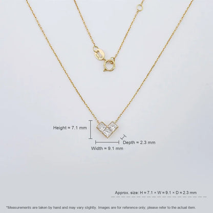 0.57 ctw Heart Three-Stone Princess-Cut Lab-Grown Diamond Necklace in 18K Yellow Gold