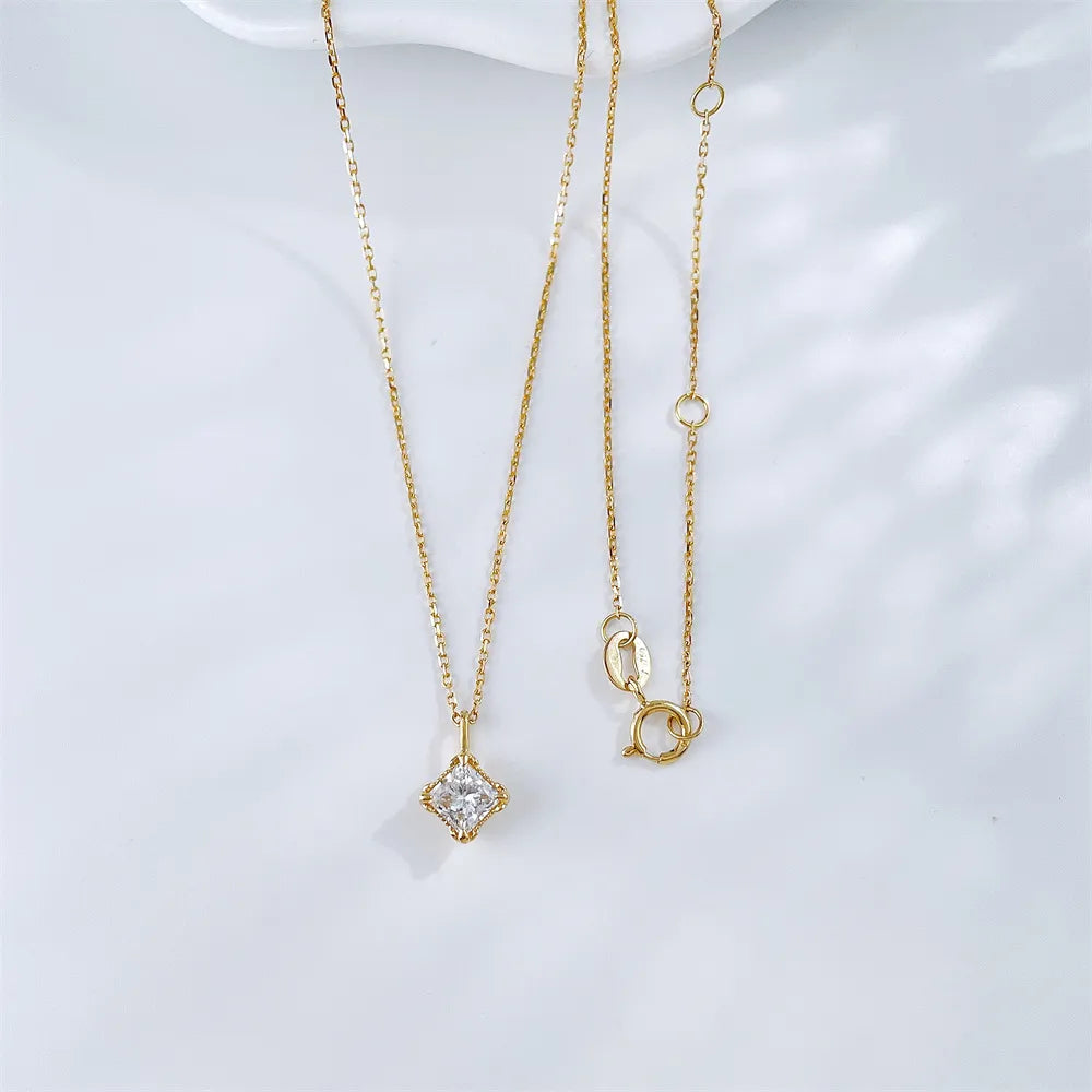 0.51 ct Minimalist Princess-Cut Lab-Grown Diamond Necklace in 18K Yellow Gold – APYN0201-Y