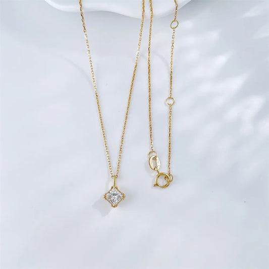 0.51 ct Minimalist Princess-Cut Lab-Grown Diamond Necklace in 18K Yellow Gold – APYN0201-Y