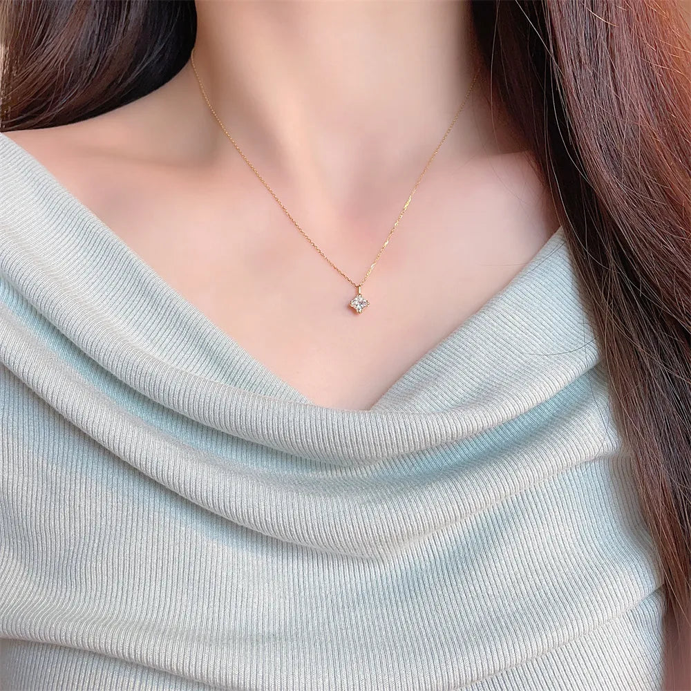 0.51 ct Minimalist Princess-Cut Lab-Grown Diamond Necklace in 18K Yellow Gold – APYN0201-Y