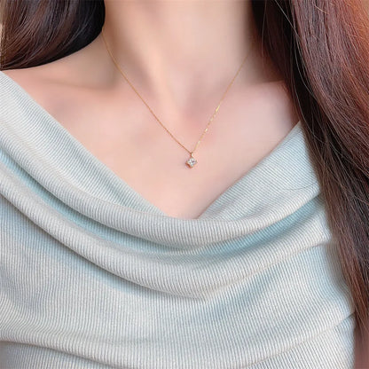 0.51 ct Minimalist Princess-Cut Lab-Grown Diamond Necklace in 18K Yellow Gold – APYN0201-Y