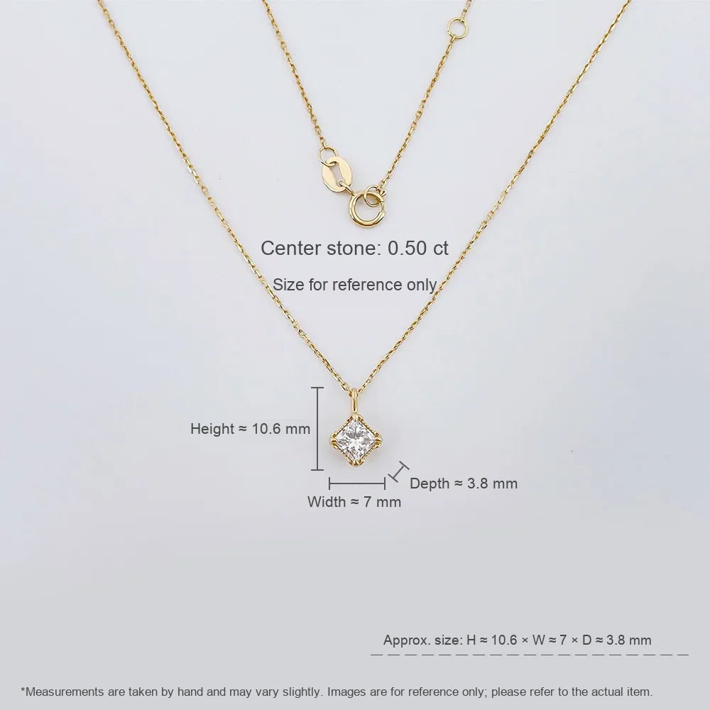0.51 ct Minimalist Princess-Cut Lab-Grown Diamond Necklace in 18K Yellow Gold – APYN0201-Y