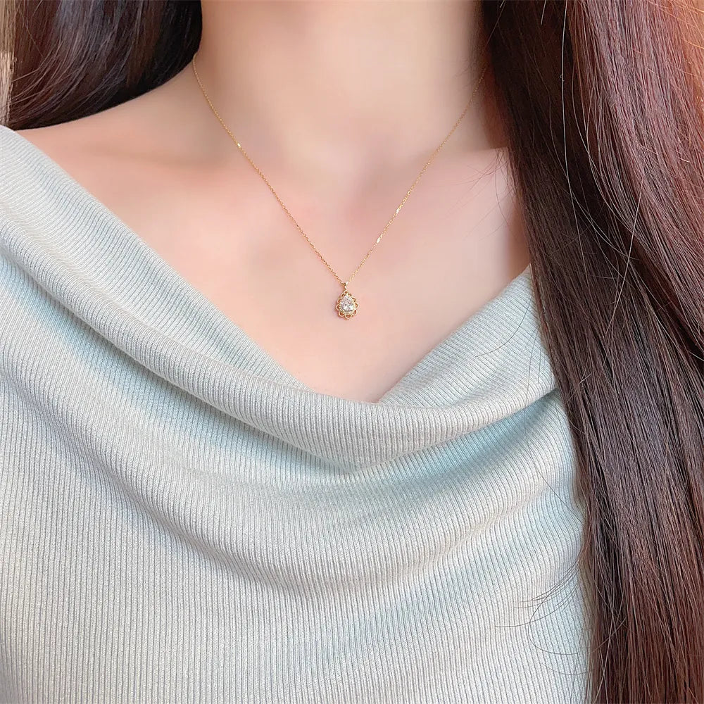 0.35 ct Celestial Adjustable Pear-Cut Lab-Grown Diamond Necklace in 18K Yellow Gold – APYN0202-Y