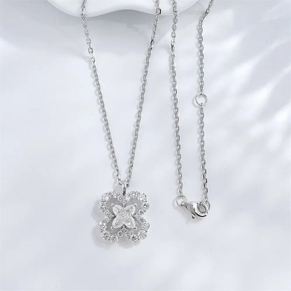 1.25 ct Four-Leaf Clover Round-Cut Lab-Grown Diamond Necklace in 18K White Gold – APYN0213-W