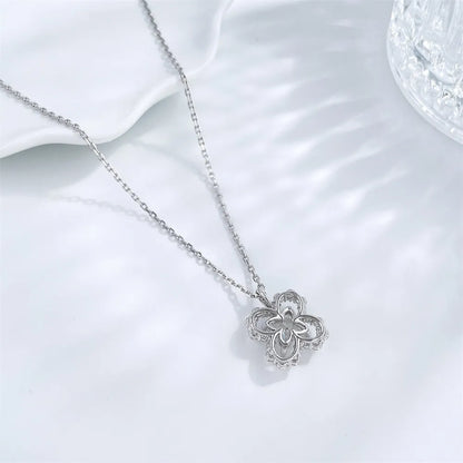 1.25 ct Four-Leaf Clover Round-Cut Lab-Grown Diamond Necklace in 18K White Gold – APYN0213-W