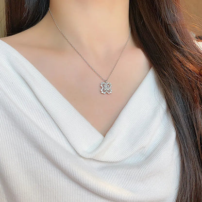 1.25 ct Four-Leaf Clover Round-Cut Lab-Grown Diamond Necklace in 18K White Gold – APYN0213-W