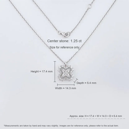 1.25 ct Four-Leaf Clover Round-Cut Lab-Grown Diamond Necklace in 18K White Gold – APYN0213-W