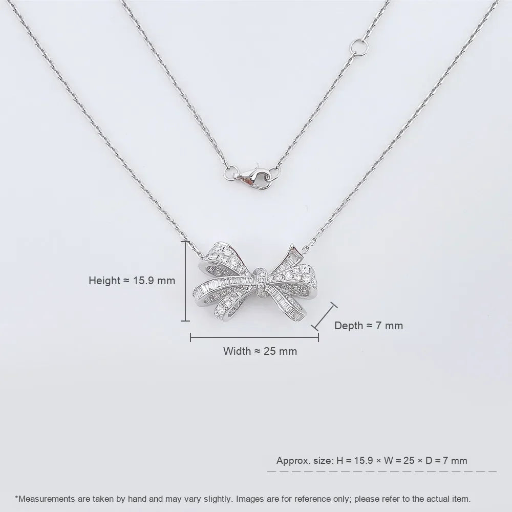 1.44 ctw Bow Adjustable Round-Cut Lab-Grown Diamond Necklace in 18K White Gold