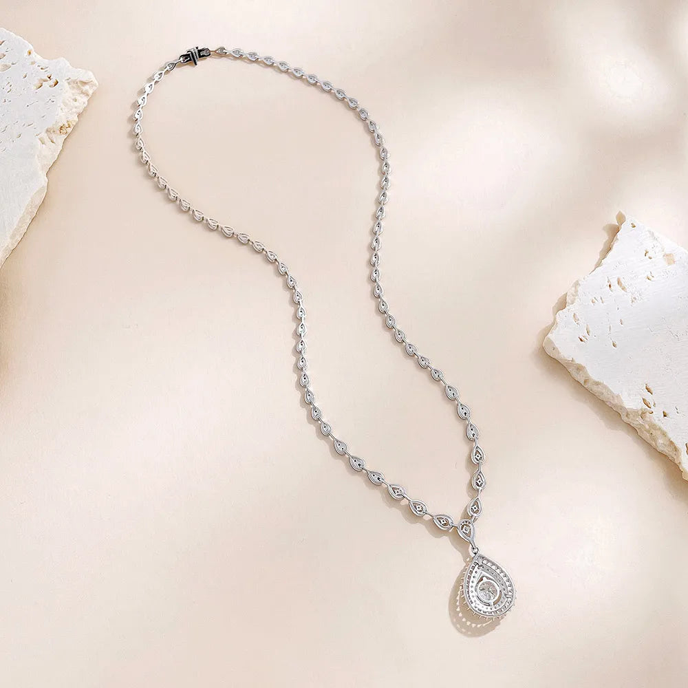 1.03 ct Statement Pear-Cut Lab-Grown Diamond Necklace in 18K White Gold
