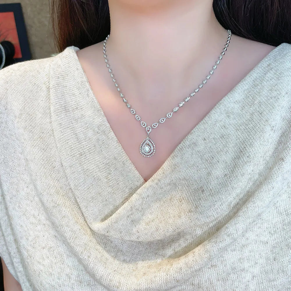 1.03 ct Statement Pear-Cut Lab-Grown Diamond Necklace in 18K White Gold