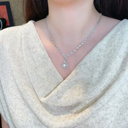1.03 ct Statement Pear-Cut Lab-Grown Diamond Necklace in 18K White Gold