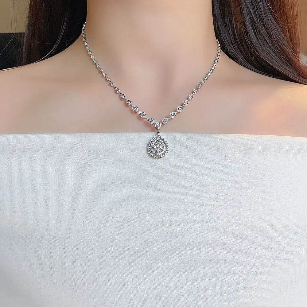 1.03 ct Statement Pear-Cut Lab-Grown Diamond Necklace in 18K White Gold