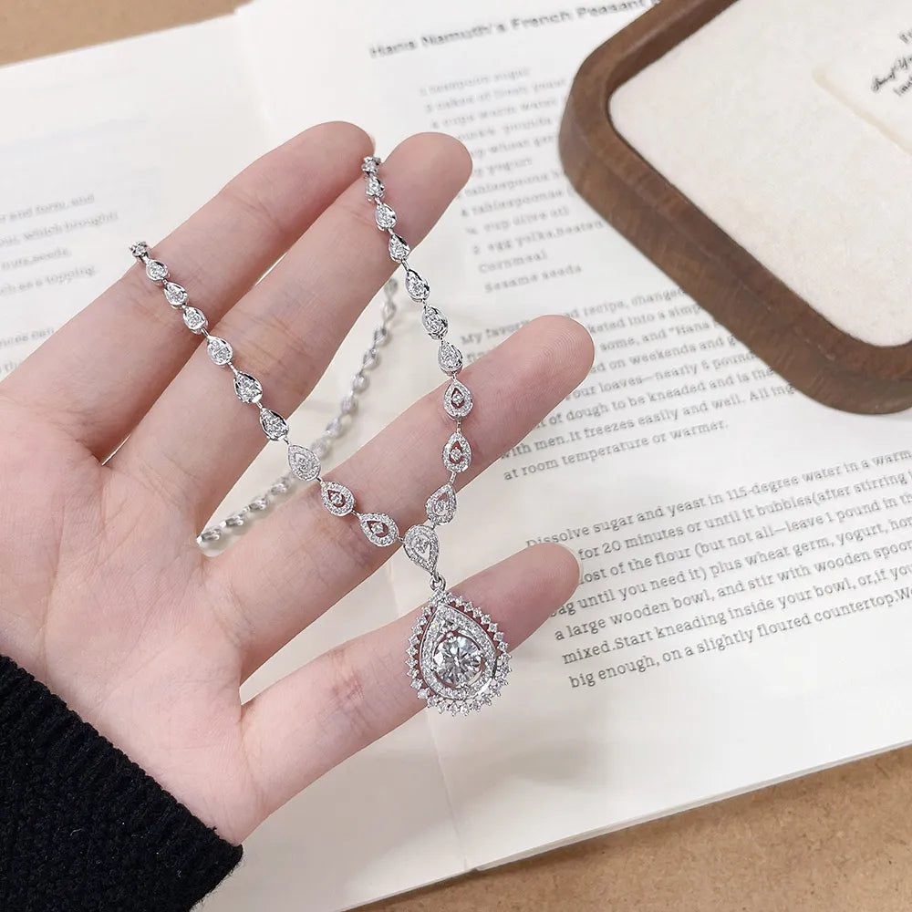 1.03 ct Statement Pear-Cut Lab-Grown Diamond Necklace in 18K White Gold