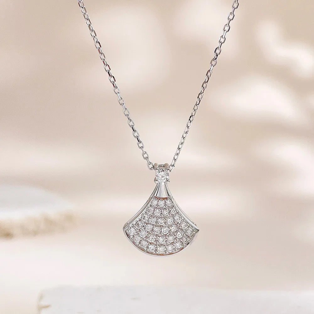 0.04 ct Celestial Pavé Round-Cut Lab-Grown Diamond Necklace in 18K White Gold – APYN0218-W