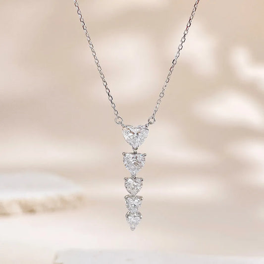 0.51 ct Stackable Heart-Cut Lab-Grown Diamond Necklace in 18K White Gold