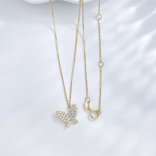 0.31 ctw Butterfly Adjustable Round-Cut Lab-Grown Diamond Necklace in 18K Yellow Gold