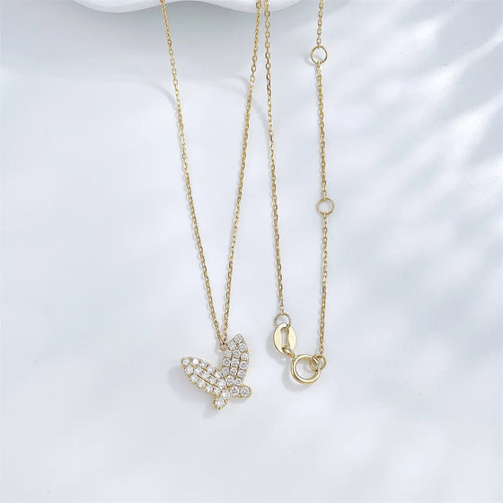 0.31 ctw Butterfly Adjustable Round-Cut Lab-Grown Diamond Necklace in 18K Yellow Gold