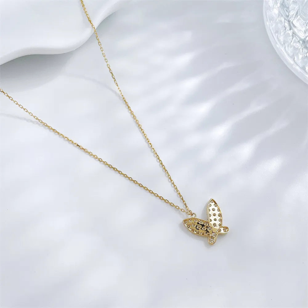 0.31 ctw Butterfly Adjustable Round-Cut Lab-Grown Diamond Necklace in 18K Yellow Gold