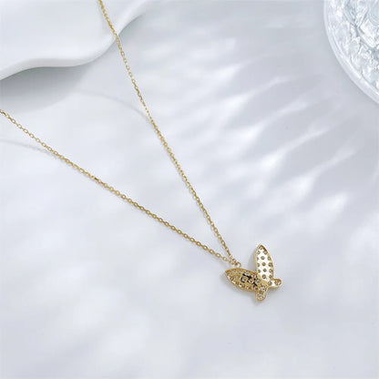 0.31 ctw Butterfly Adjustable Round-Cut Lab-Grown Diamond Necklace in 18K Yellow Gold