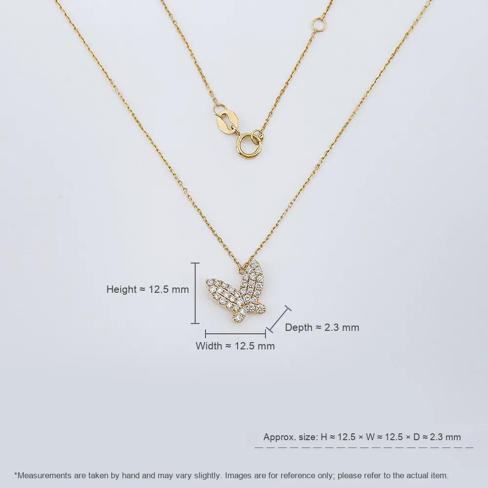0.31 ctw Butterfly Adjustable Round-Cut Lab-Grown Diamond Necklace in 18K Yellow Gold