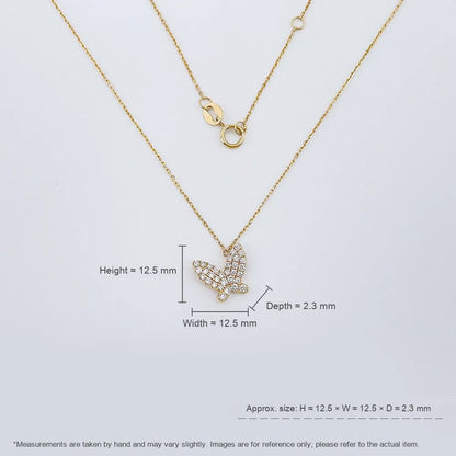 0.31 ctw Butterfly Adjustable Round-Cut Lab-Grown Diamond Necklace in 18K Yellow Gold