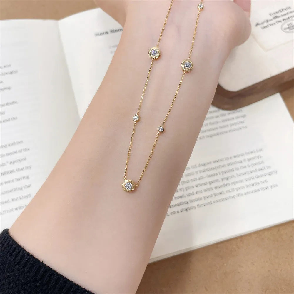 0.48 ctw Celestial Stackable Round-Cut Lab-Grown Diamond Necklace in 18K Yellow Gold – APYN0224-Y