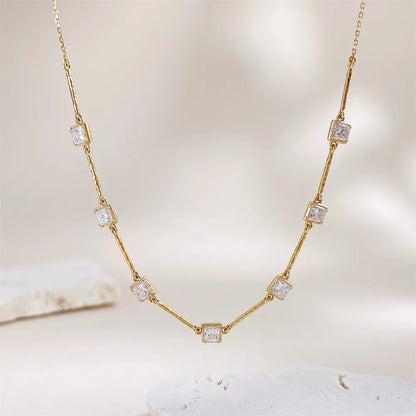 1.27 ctw Vintage Adjustable Princess-Cut Lab-Grown Diamond Necklace in 18K Yellow Gold