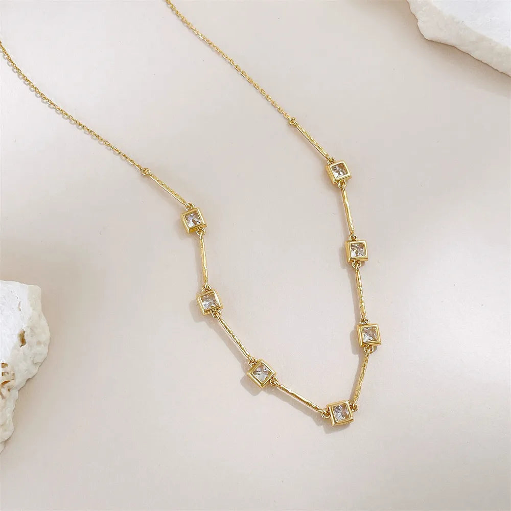 1.27 ctw Vintage Adjustable Princess-Cut Lab-Grown Diamond Necklace in 18K Yellow Gold