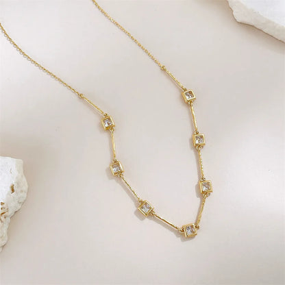 1.27 ctw Vintage Adjustable Princess-Cut Lab-Grown Diamond Necklace in 18K Yellow Gold