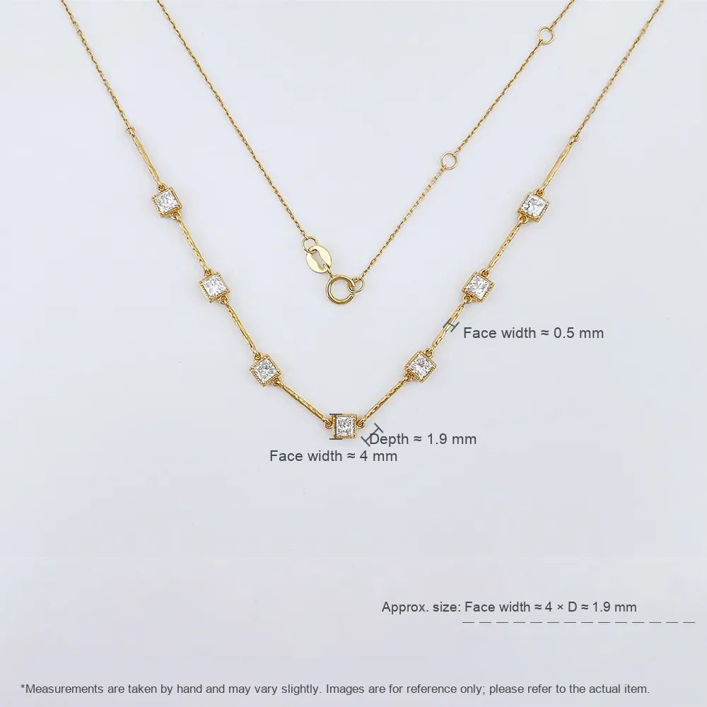 1.27 ctw Vintage Adjustable Princess-Cut Lab-Grown Diamond Necklace in 18K Yellow Gold