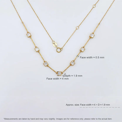 1.27 ctw Vintage Adjustable Princess-Cut Lab-Grown Diamond Necklace in 18K Yellow Gold