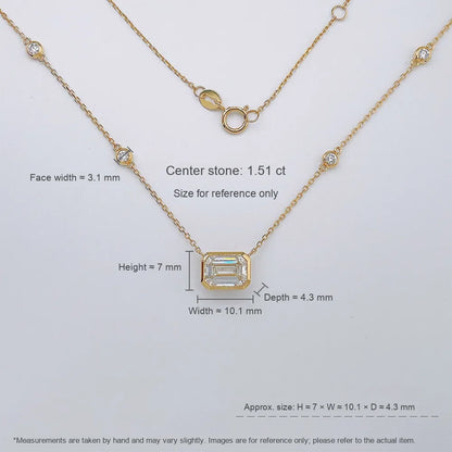 1.54 ct Minimalist Adjustable Emerald-Cut Lab-Grown Diamond Necklace in 18K Yellow Gold