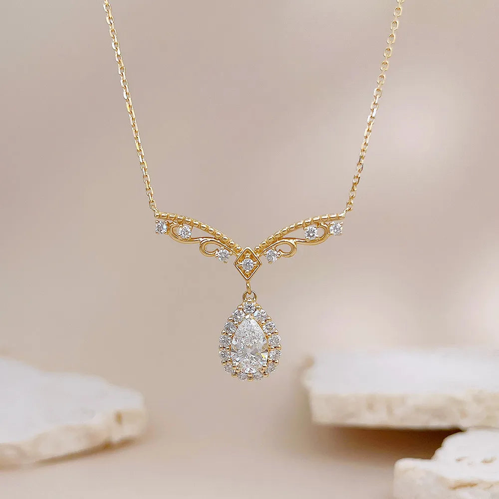 0.75 ct Celestial Adjustable Oval-Cut Lab-Grown Diamond Necklace in 18K Yellow Gold