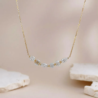1.5 ctw Vintage Stackable Mixed-Cut Lab-Grown Diamond Necklace in 18K Yellow Gold
