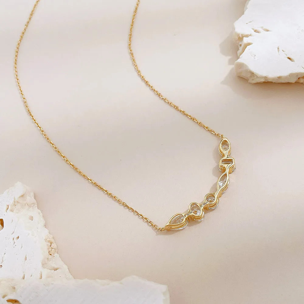 1.5 ctw Vintage Stackable Mixed-Cut Lab-Grown Diamond Necklace in 18K Yellow Gold