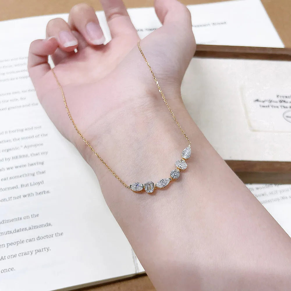 1.5 ctw Vintage Stackable Mixed-Cut Lab-Grown Diamond Necklace in 18K Yellow Gold