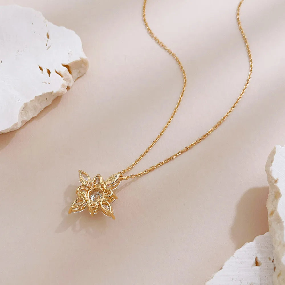 0.54 ct Cross Pavé Mixed-Cut Lab-Grown Diamond Necklace in 18K Yellow Gold