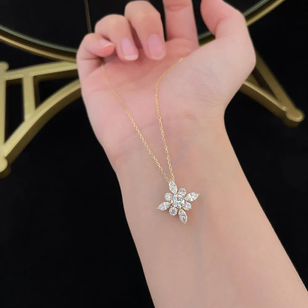 0.54 ct Cross Pavé Mixed-Cut Lab-Grown Diamond Necklace in 18K Yellow Gold