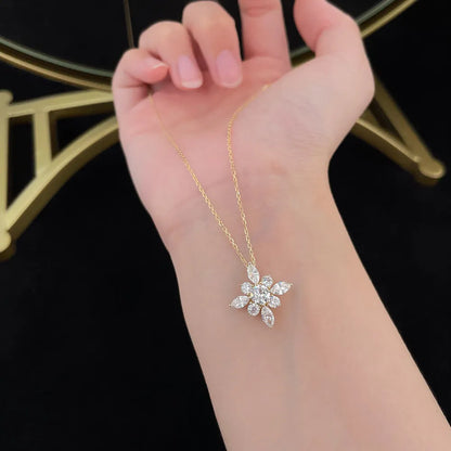 0.54 ct Cross Pavé Mixed-Cut Lab-Grown Diamond Necklace in 18K Yellow Gold