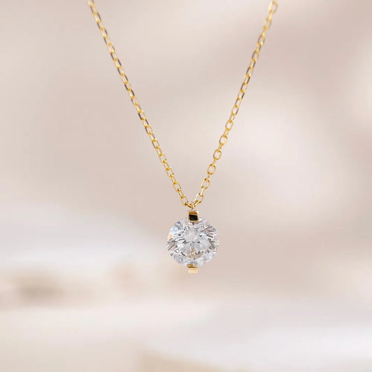 1.08 ct Minimalist Adjustable Round-Cut Lab-Grown Diamond Necklace in 18K Yellow Gold – APYN0232-Y
